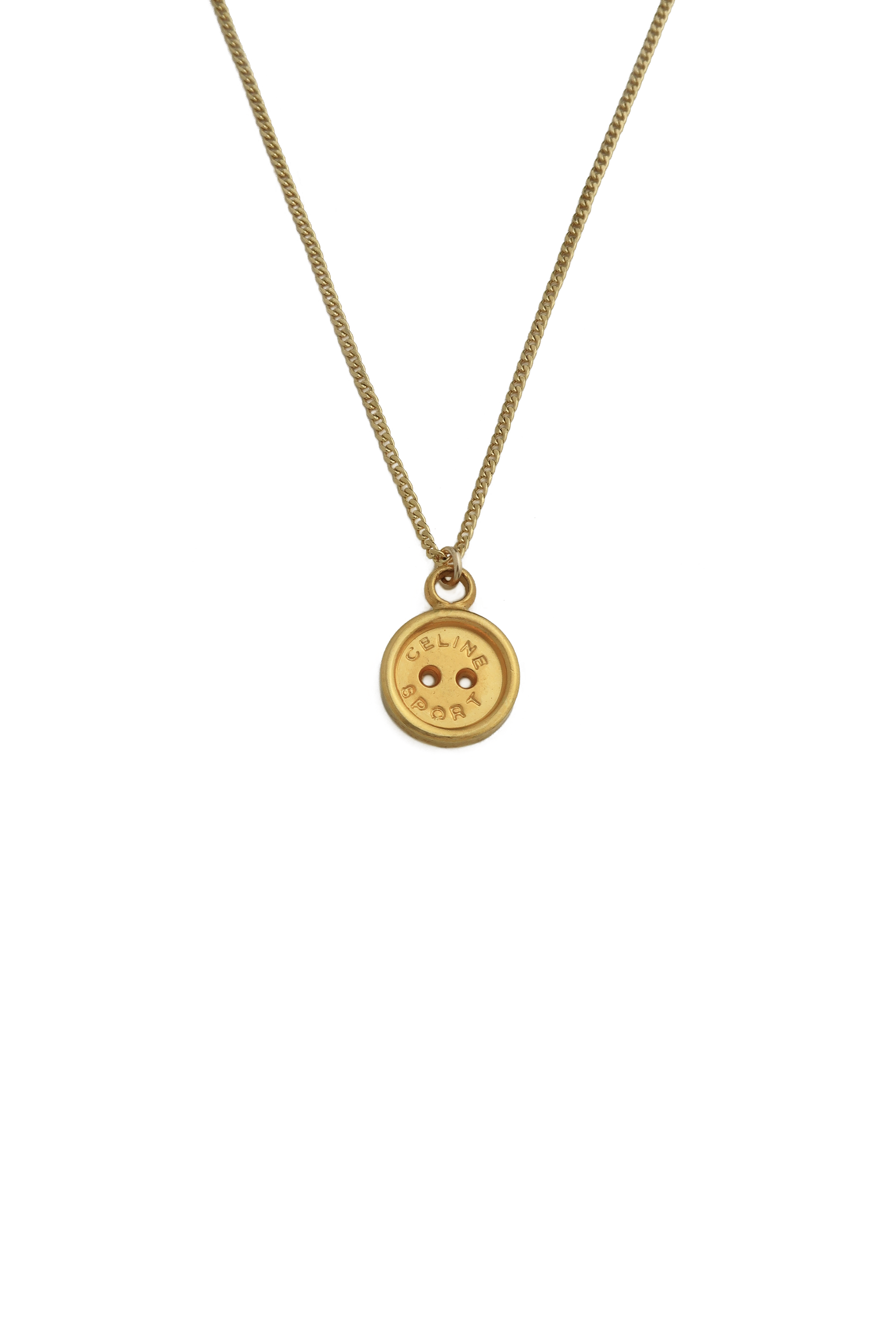 Authentic Vintage Celine Gold Medallion Logo Necklace — LUXE Reworked